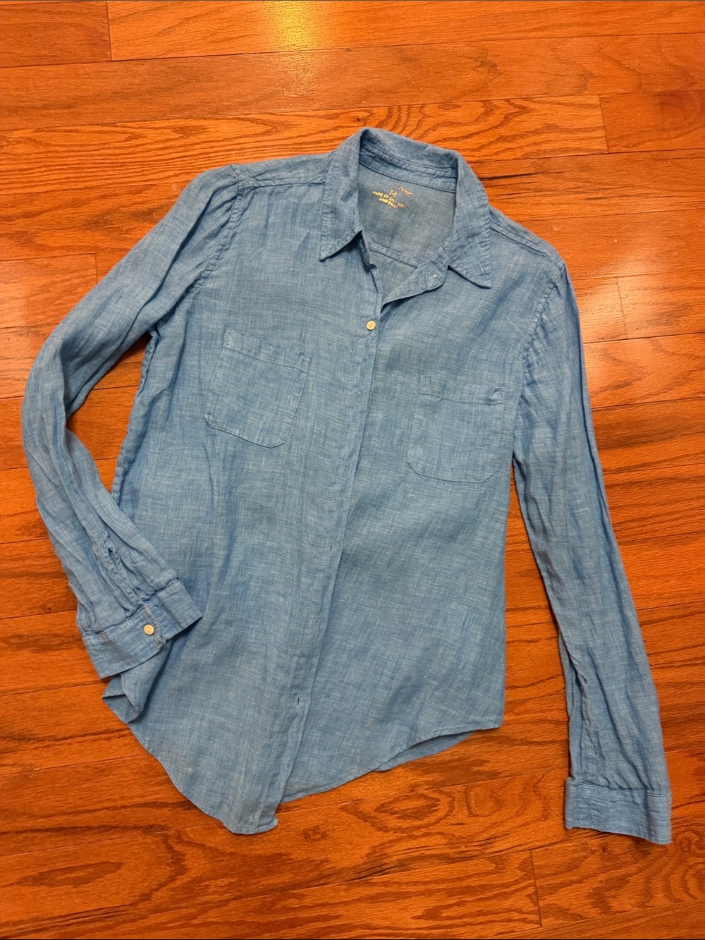 Lilly Pulitzer Light Blue Linen Button-Up Blouse